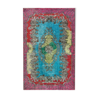 Hand-knotted distressed oriental 1980s 180 cm x 280 cm multicolor carpet