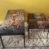Tables basses gigognes vintage en ceramique signées adri style capron