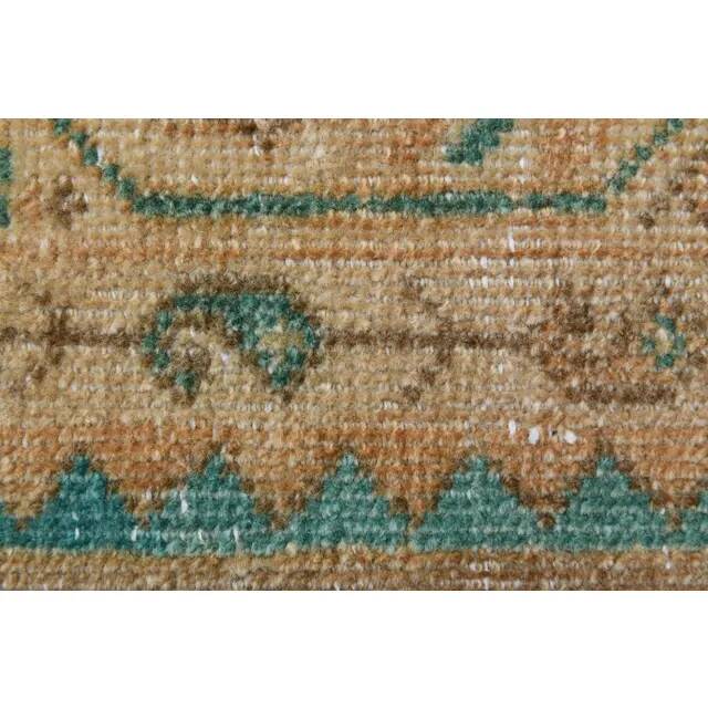1970s Vintage Turkish Oushak Handmade Wool Cotton Orange Runner Rug 108x312