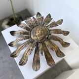 Ceiling or wall light with sun motif, brass, 1950s