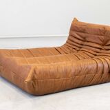Togo chaise lounge in pine leather by Michel Ducaroy for Ligne Roset, 1974