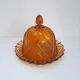 Butter dish or glass cheese dome in amber