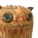 Vintage laundry basket "owls", 1970