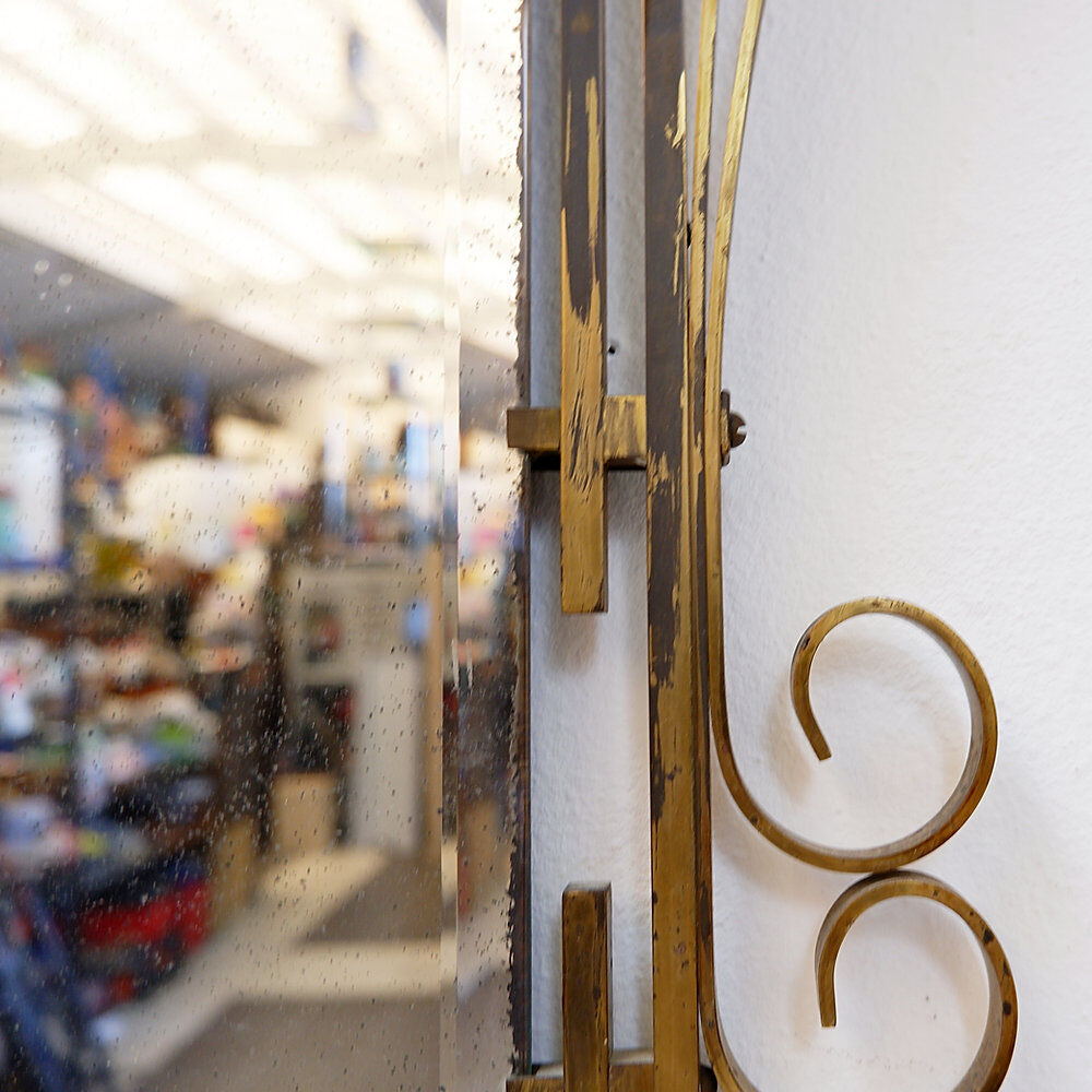 Italian brass mirror with scrolls, mid-century - 1950s