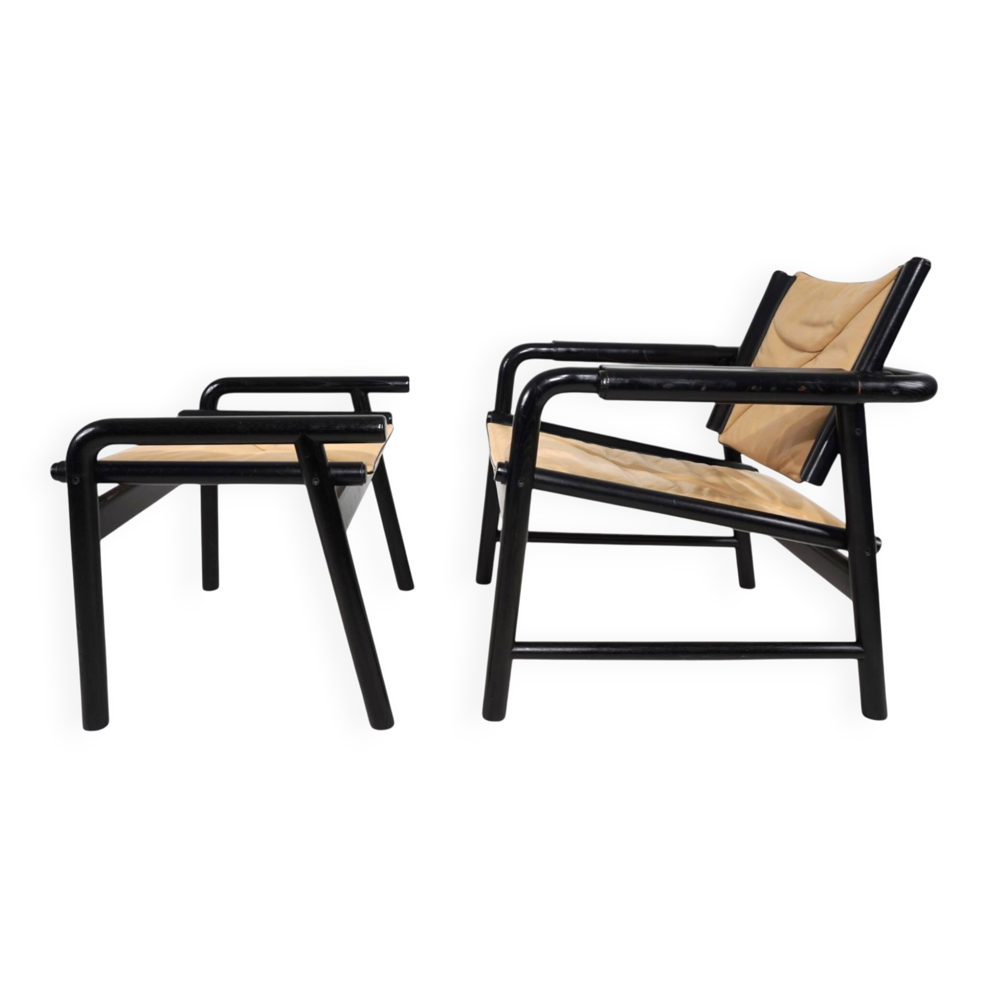 WK Möbel Leather Lounge Chair with Ottoman – Attributed to Hans Eichenberge