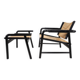 Fauteuil en cuir WK Möbel avec repose-pieds – Attribué à Hans Eichenberge