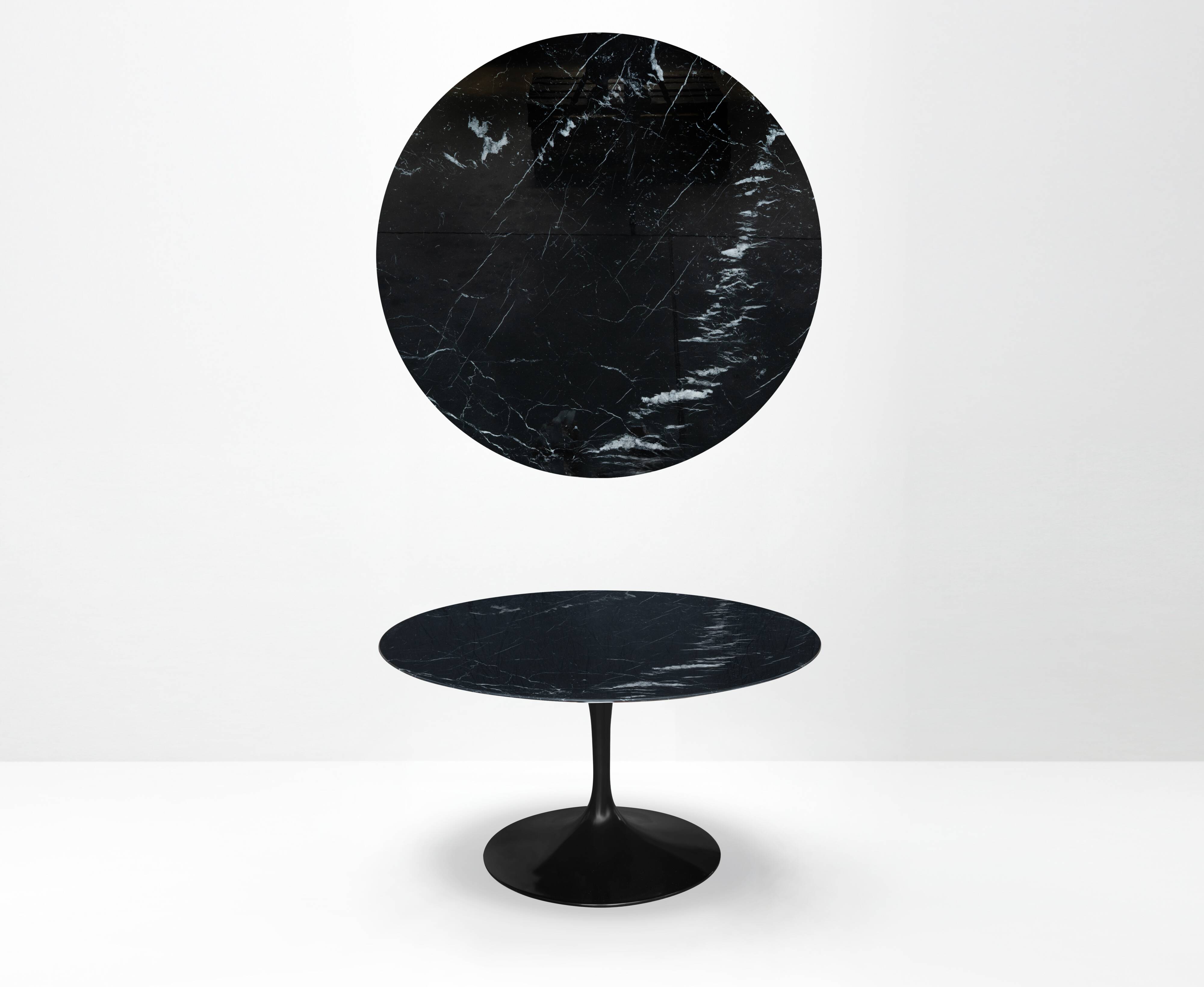 Original Knoll Tulip dining table (137cm) Nero Marquina glossy LIKE NEW!!