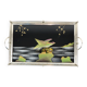 Vintage tray birds black glass chrome 1950s-60s plateau 40x26cm