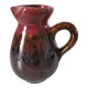Vintage pitcher in raspberry red and chocolate flamed ceramic.