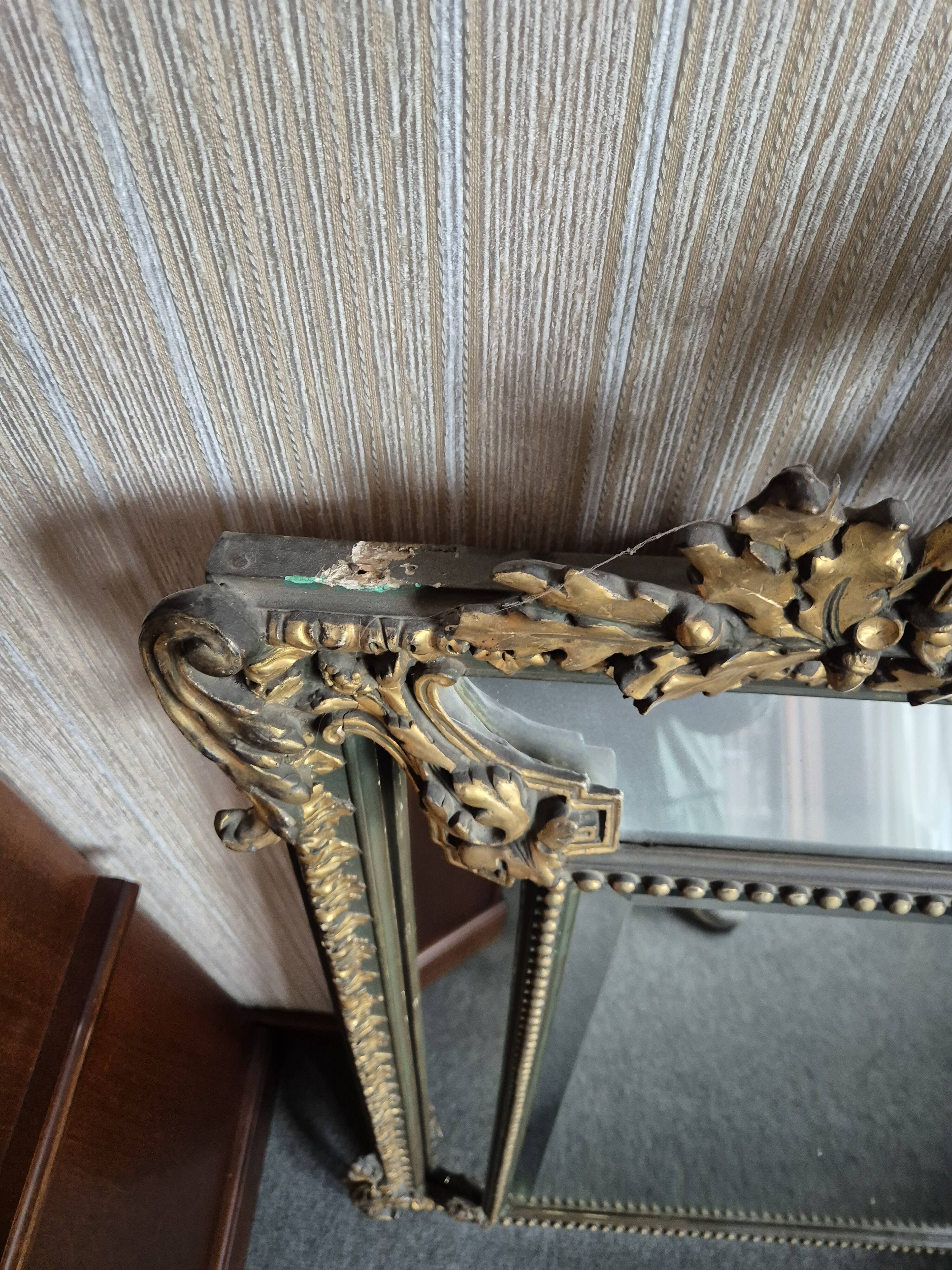 Trumeau mirror - marble, gilded, oak