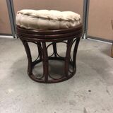 Pouf stool in rattan and bamboo vintage