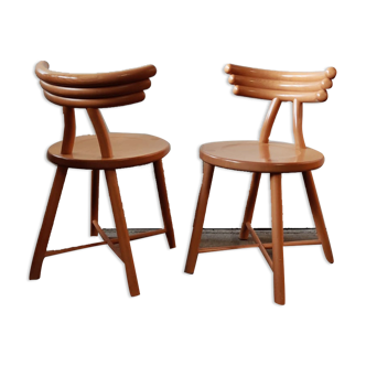 Vintage organic wooden chairs