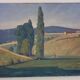 Tableau ancien, paysage Monts du Lyonnais daté 1948 et signé