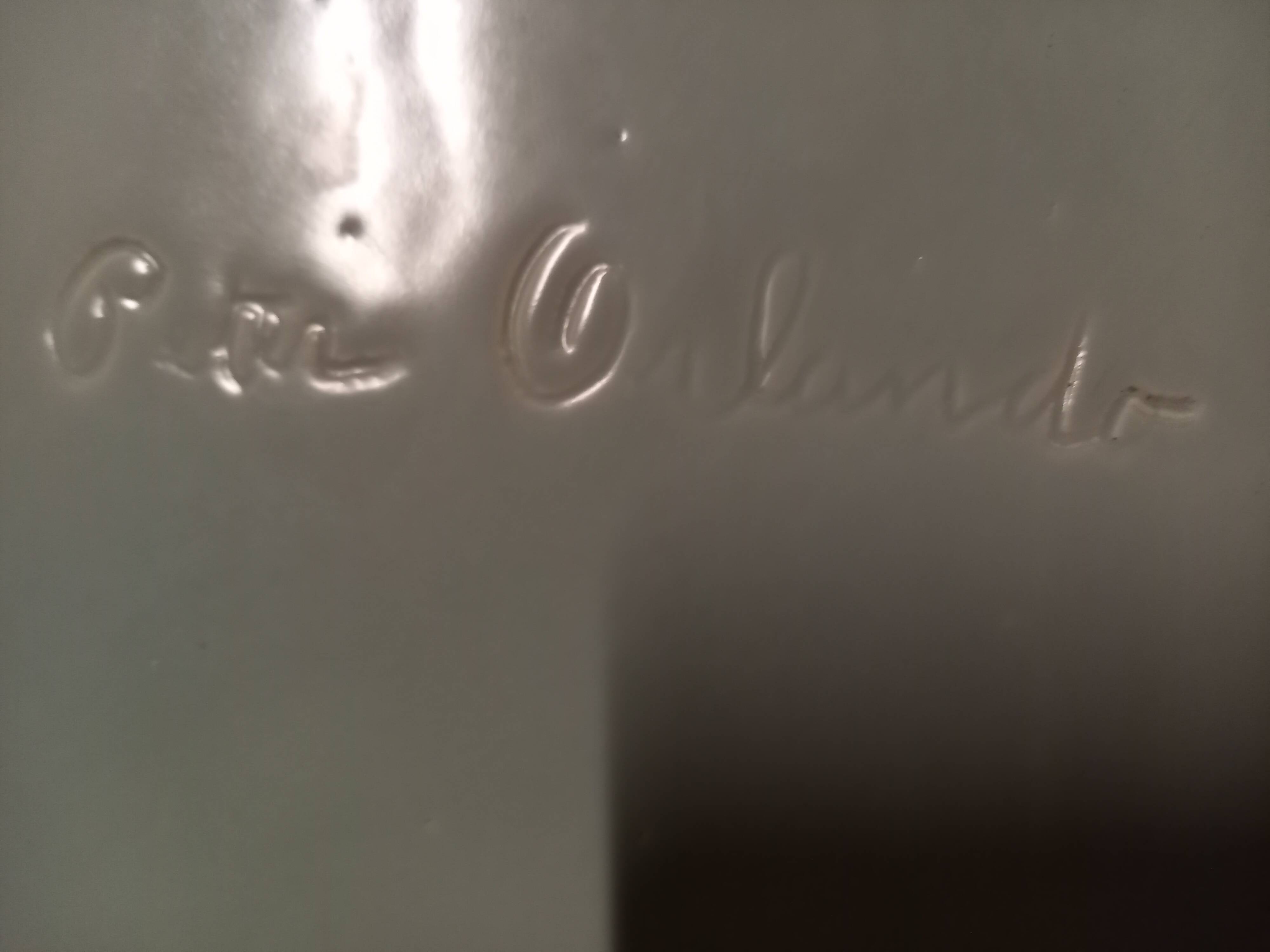 Ceramic dish by Peter Orlando, free form with abstract decoration, 1950s