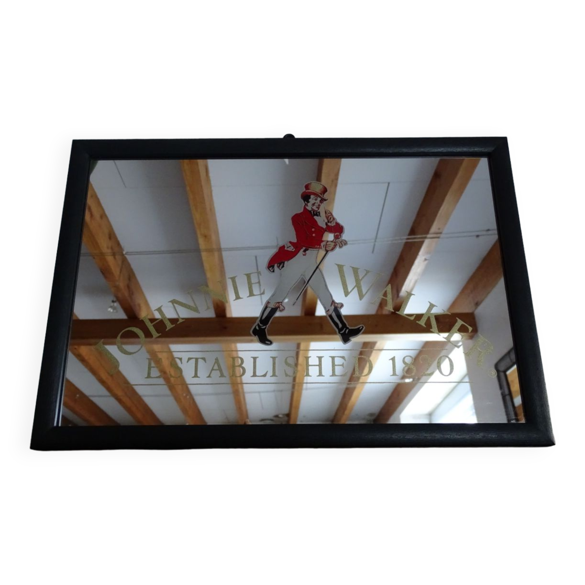 Miroir publicitaire Johnnie Walker - Déco bar vintage - 32 x 22