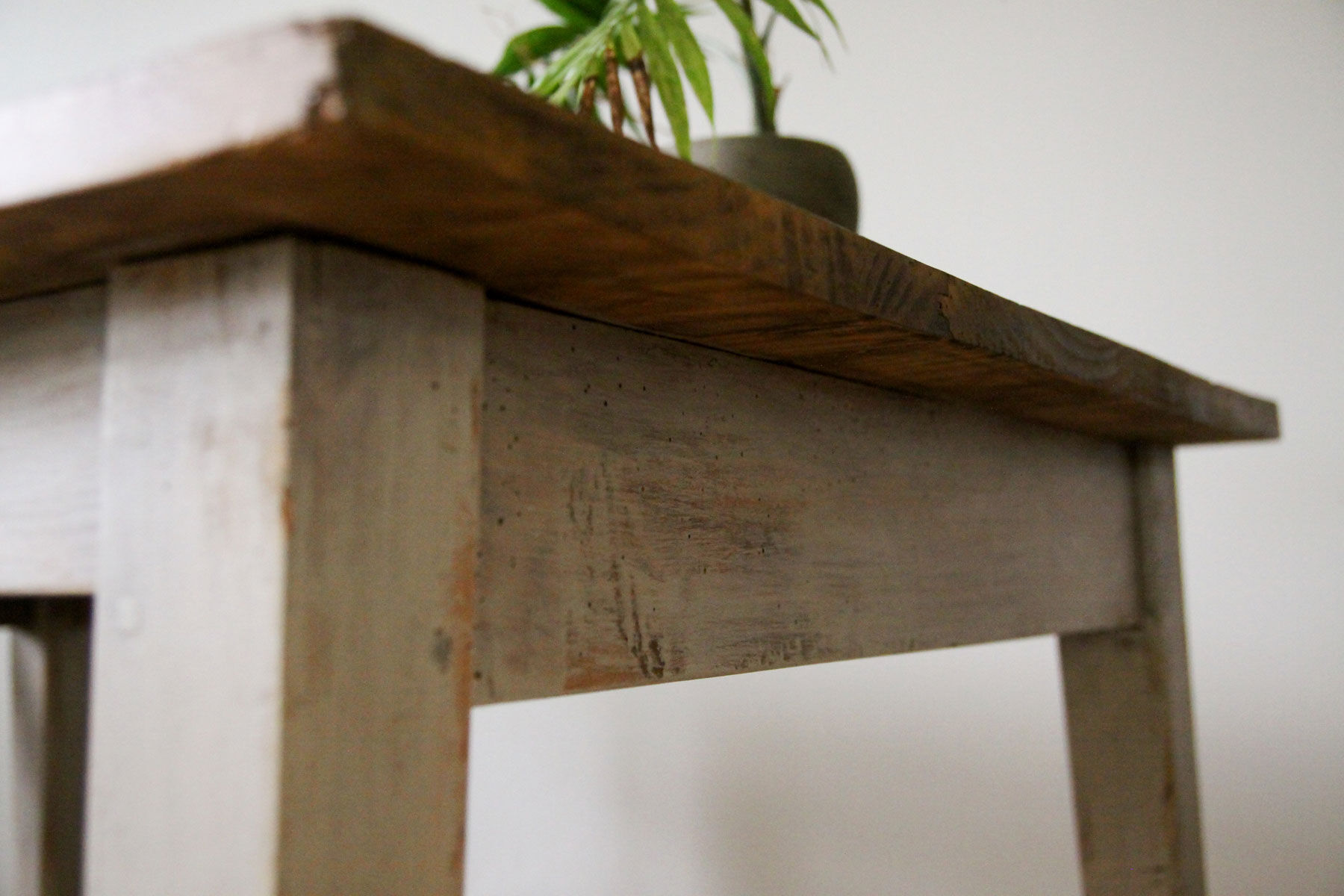 Patinated wooden dining table