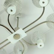 1960s mid century HANGING LAMP chrome metal chandelier with 8 glass shades