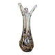 Vintage Murano glass vase, amber/white speckled finger vase