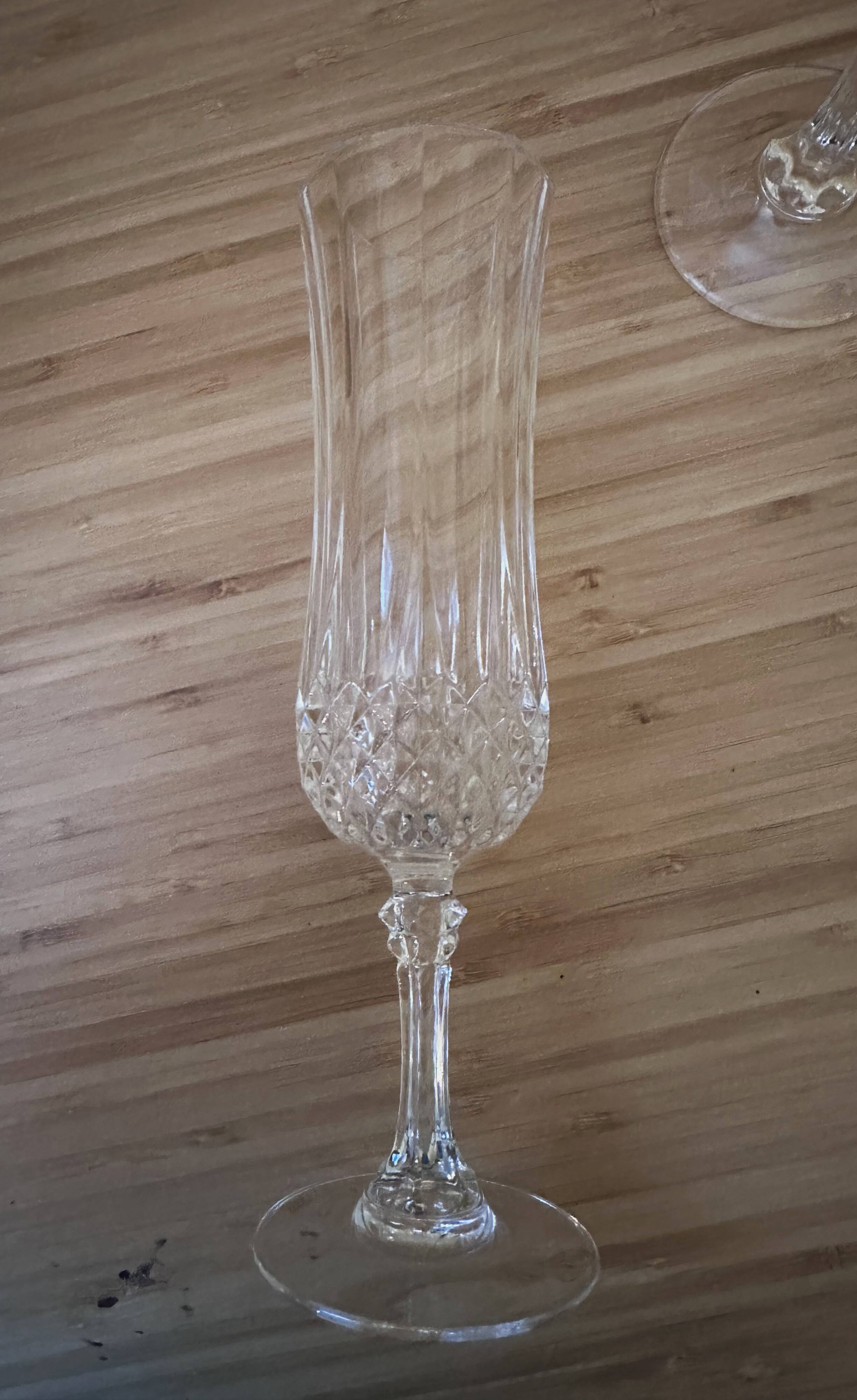 7 champagne flutes 11 cl "Lonchamp" Cristal d'Arques Vintage