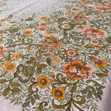 Rectangular tablecloth with vintage orange flowers