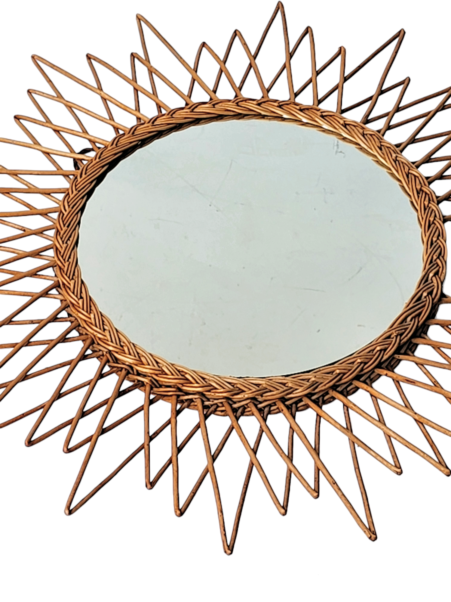 Vintage rattan sun mirror 65 cm