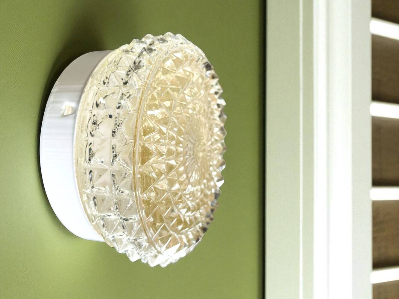 Pair glass flush mounted lamps