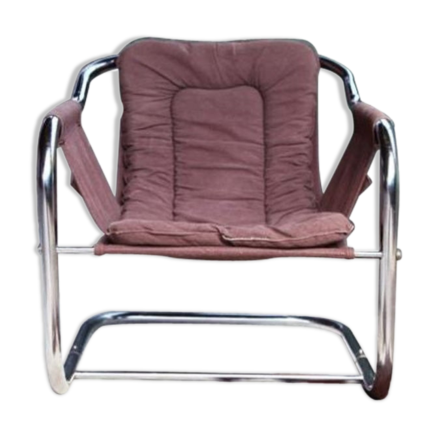 Chaise longue d'appoint chromée postmoderne