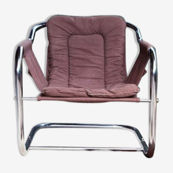 Postmodern chrome accent chaise longue
