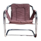Postmodern chrome accent chaise longue