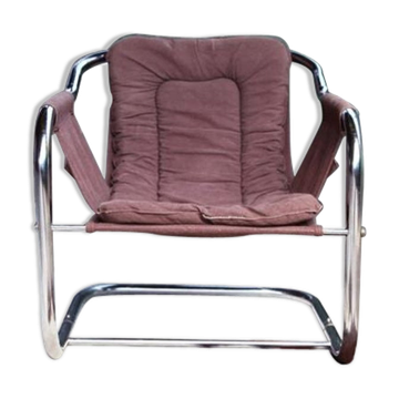 Chaise longue d'appoint chromée postmoderne
