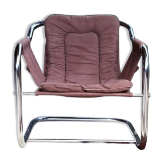 Chaise longue d'appoint chromée postmoderne