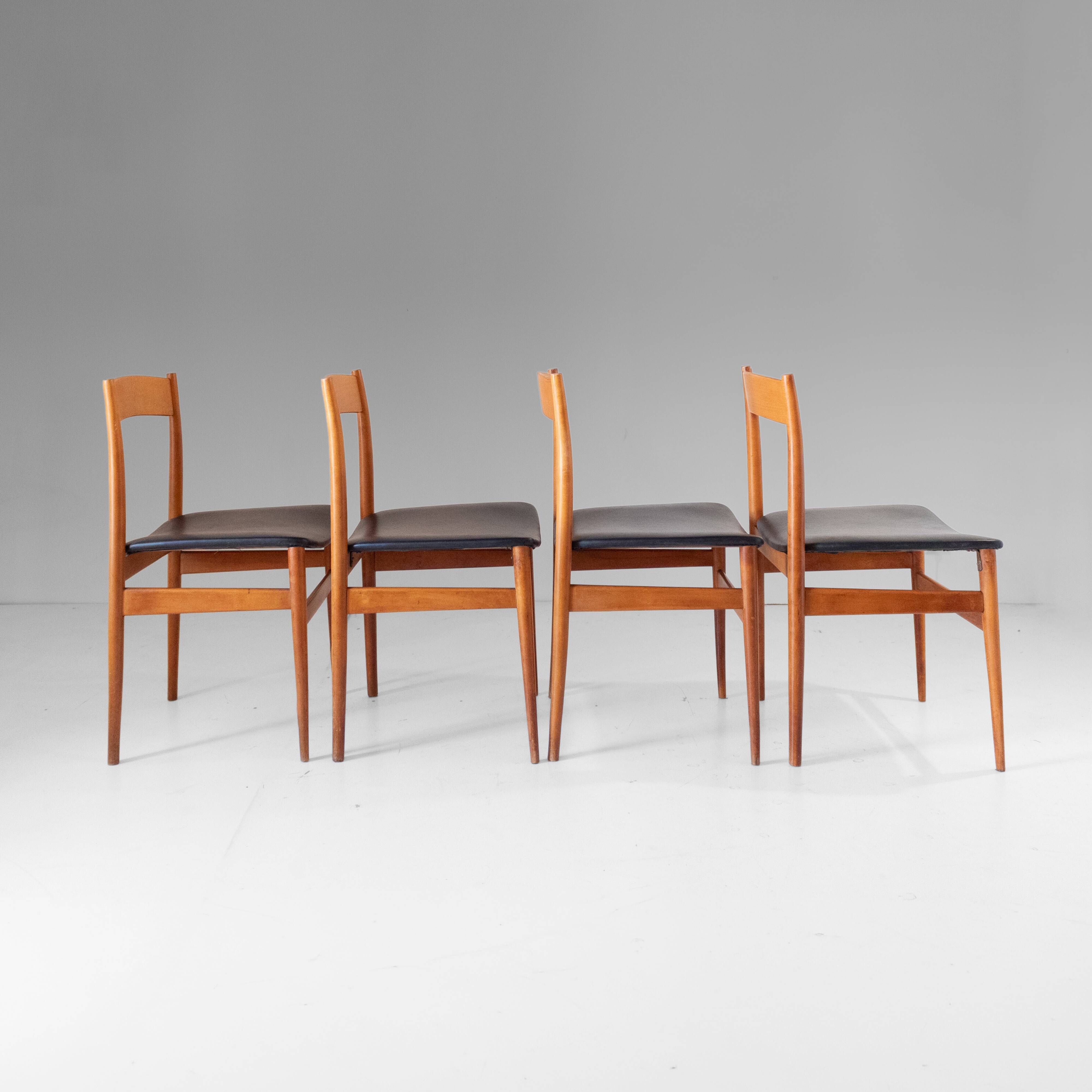 Vintage Italian Wood Dining Chairs by Passoni Udine