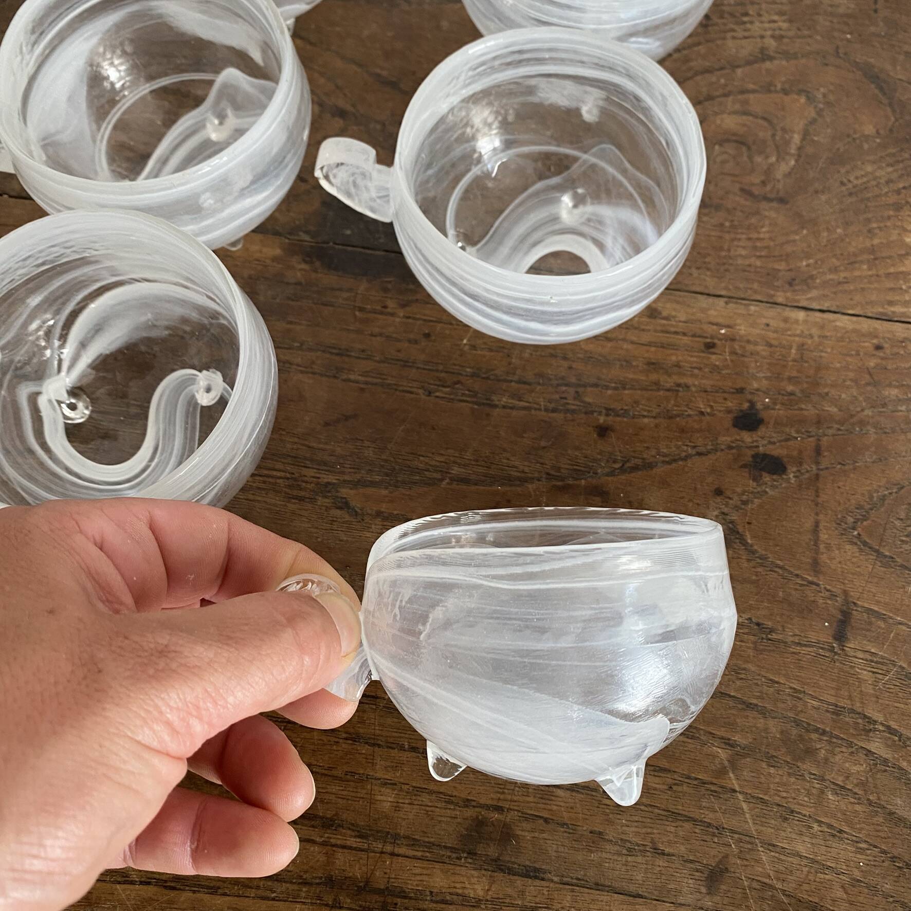 Tasses  en verre soufflé, esprit Murano