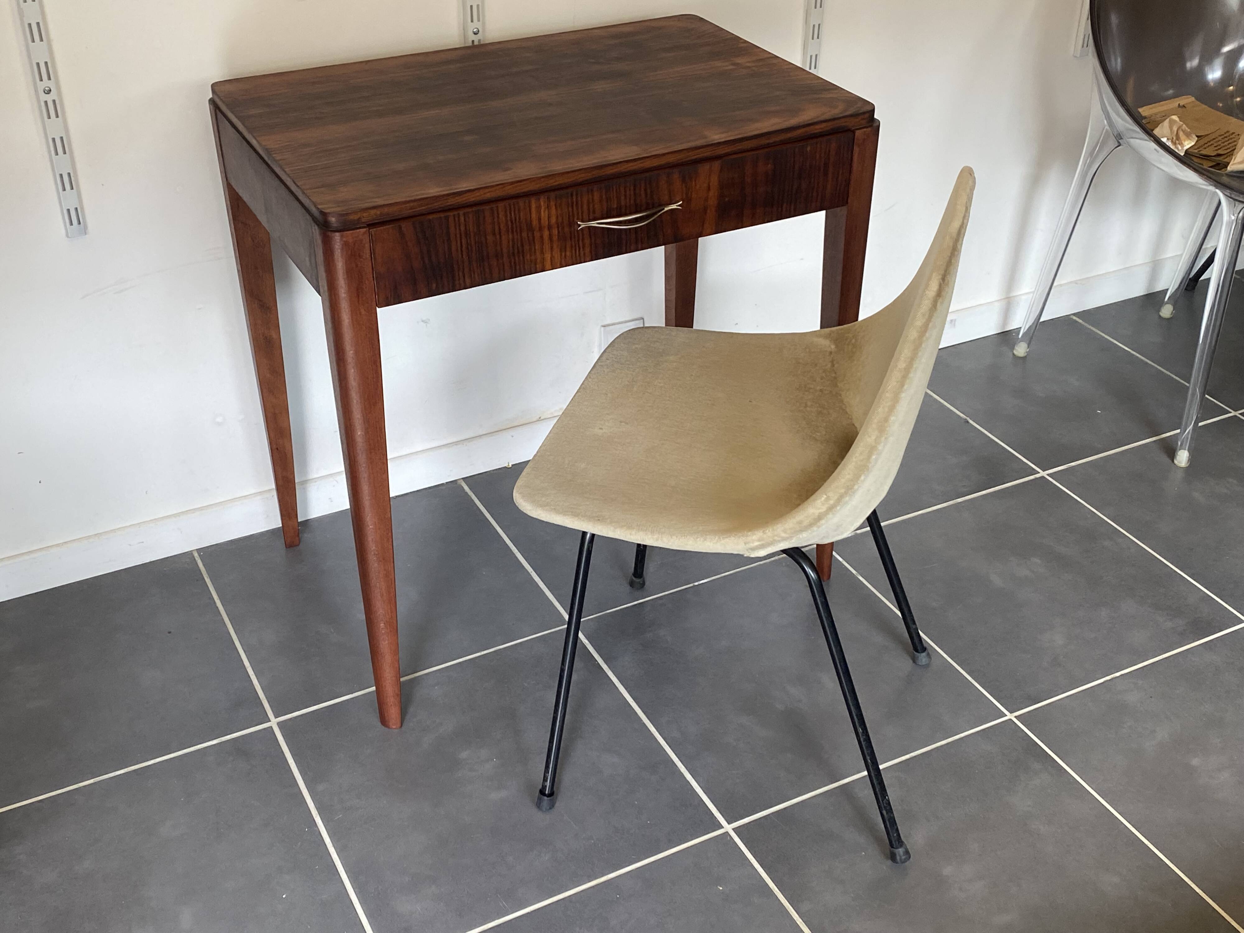 Side table, desk with 1 drawer in rosewood veneer, 1950.