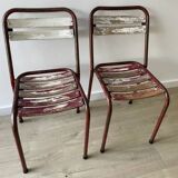 Paire chaises bistrot bois métal style tolix anciennes