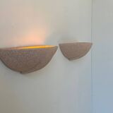 Pair of vintage plaster sconces, speckled pink, France 1970
