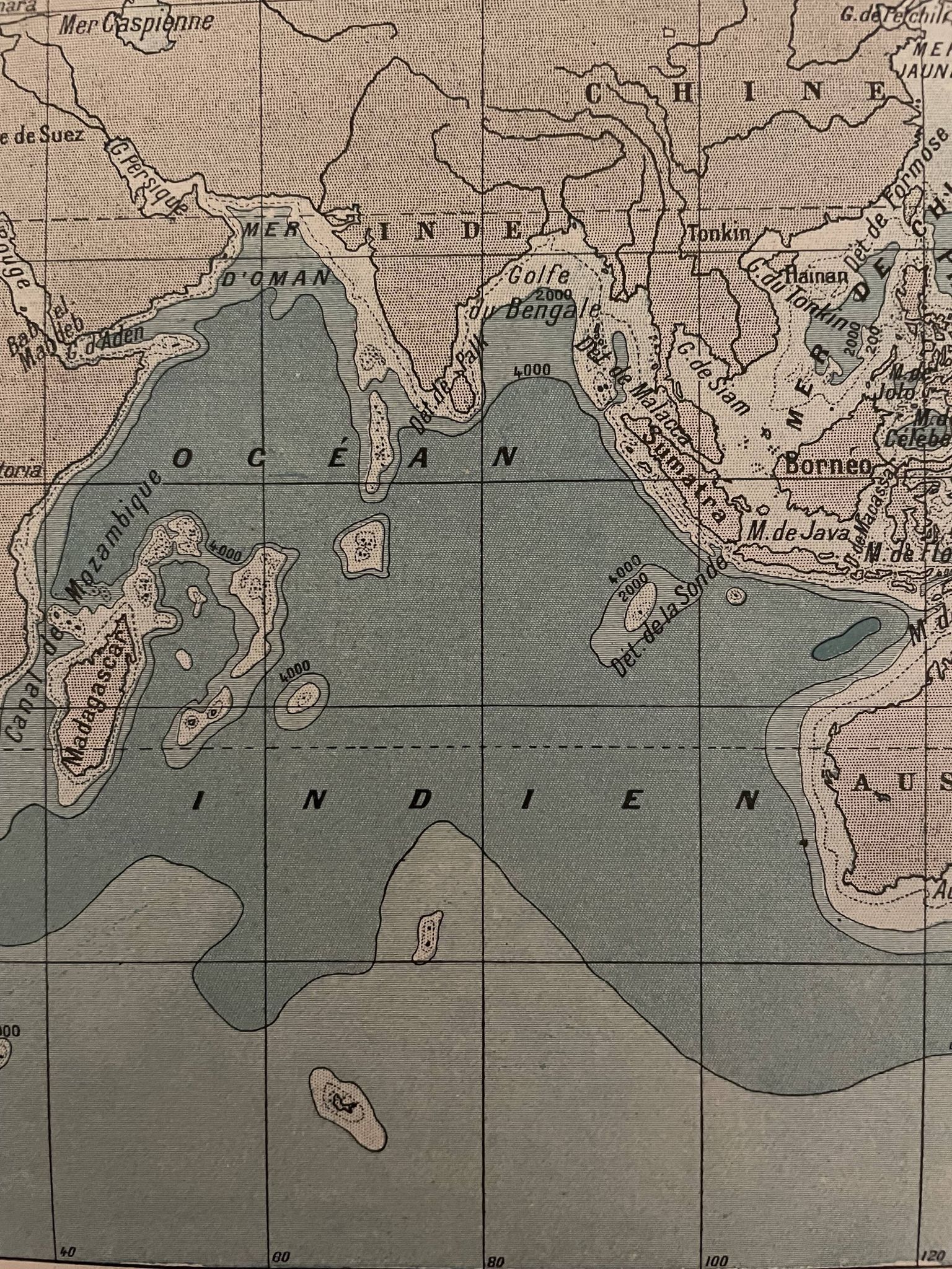 Lithographie gravure sur les eaux de la mer de 1897