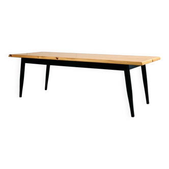 Long Canadian Pine Table with Black Legs