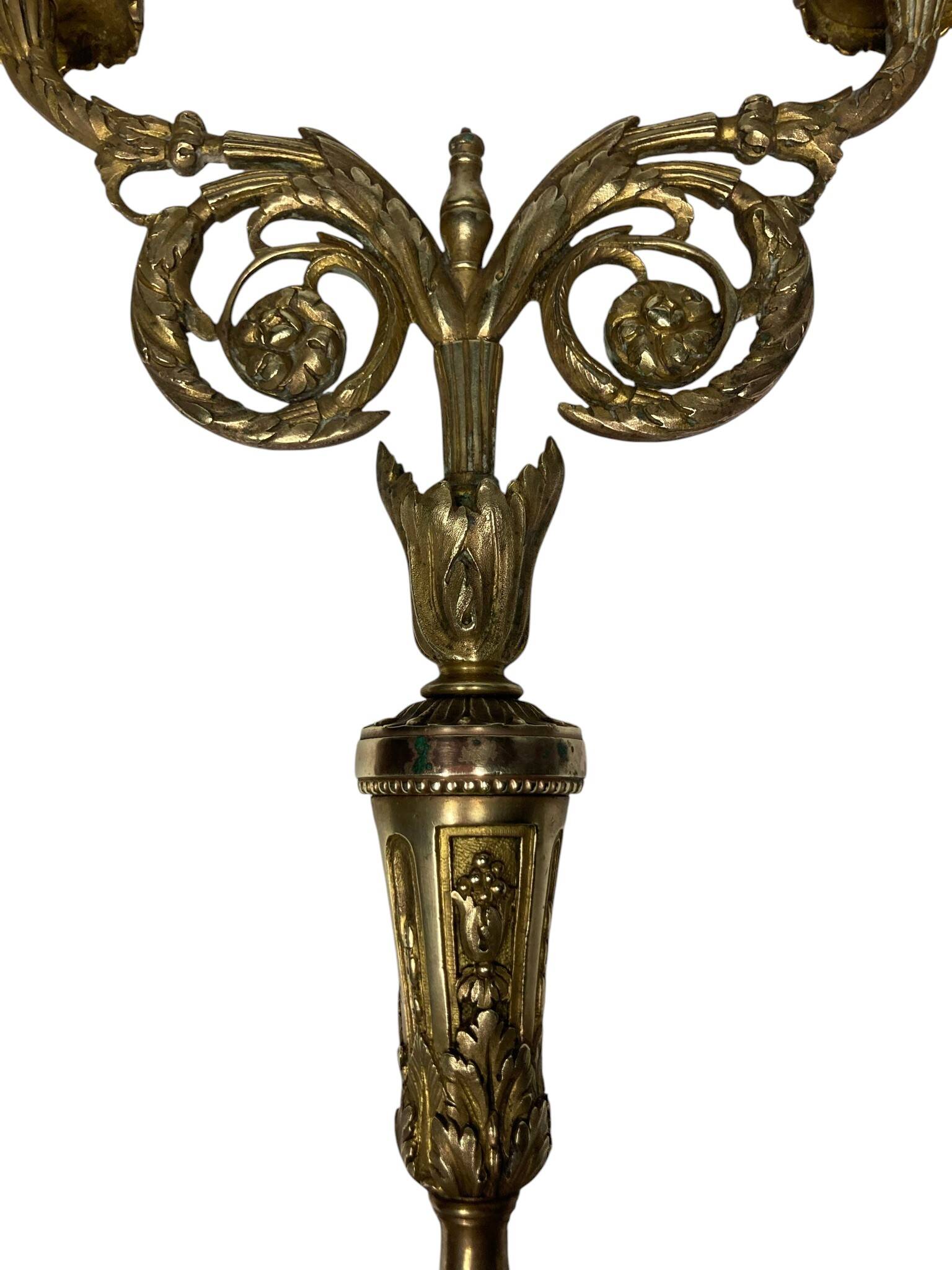 Pair of two-light candelabra in bronze, Napoleon III, late 19th century.
