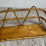 Bamboo wicker wall shelf from the 80s