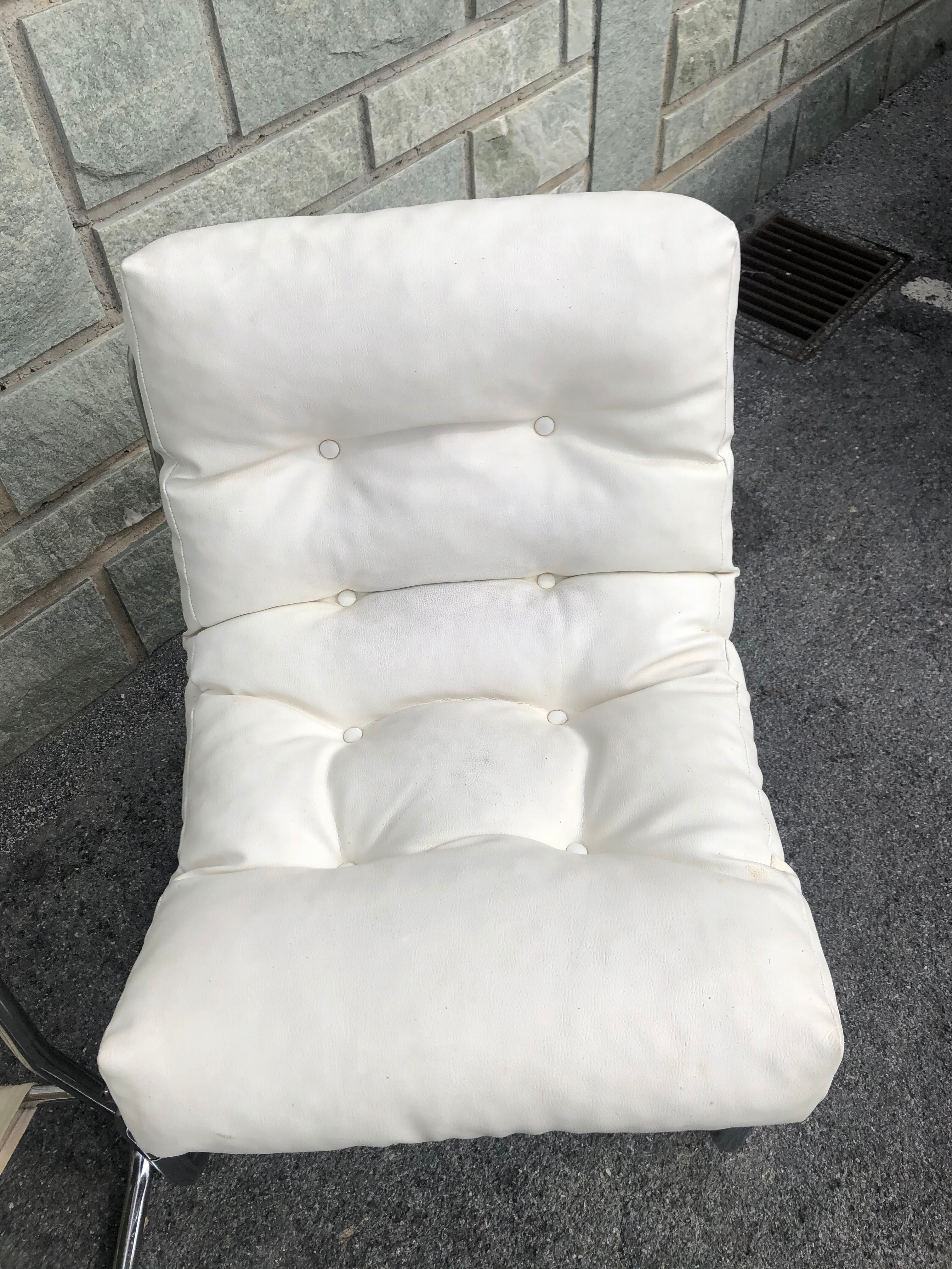 Pair of white skai chairs by Gillis Lundgren 1970