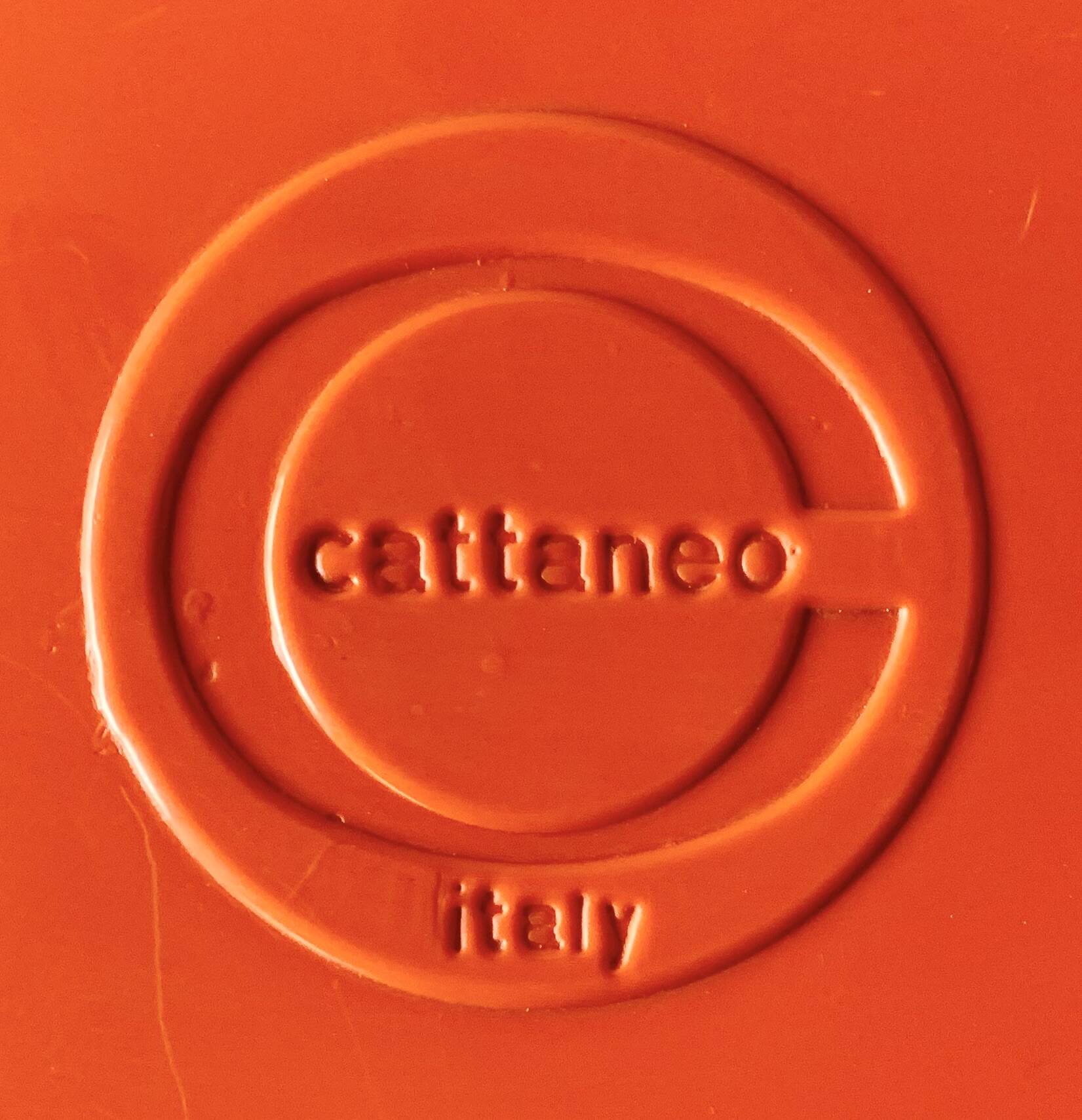 Vintage round orange plastic mirror Cattaneo - Space Age Design
