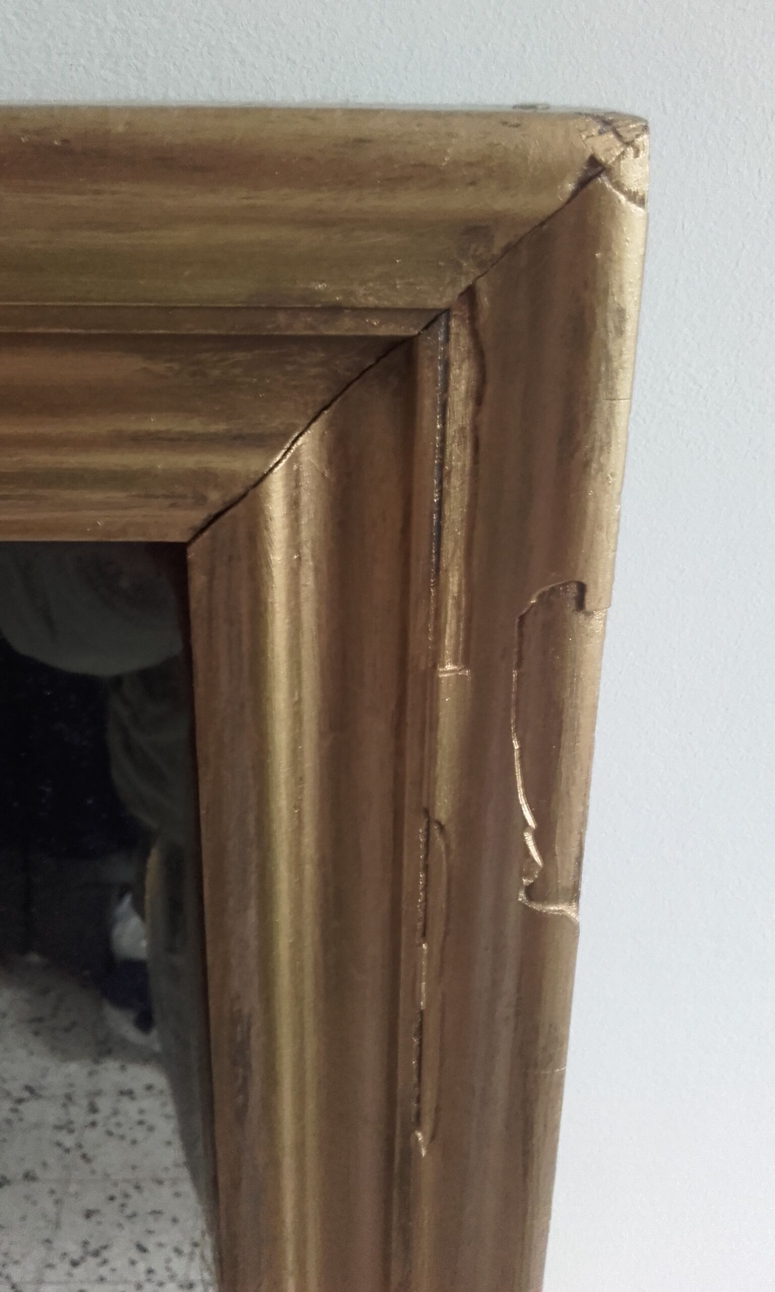 Louis Philippe fireplace mirror, old wood and stucco, mercury ice cream