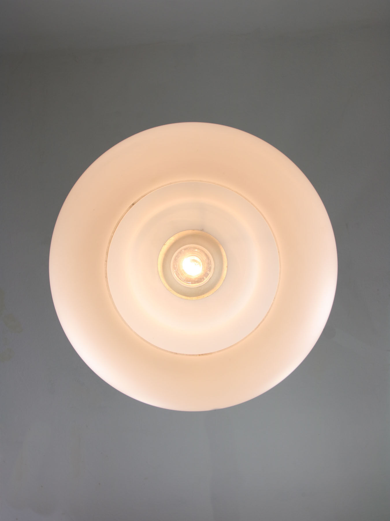 Suspension Vintage Chrome & Opaline, années 1980