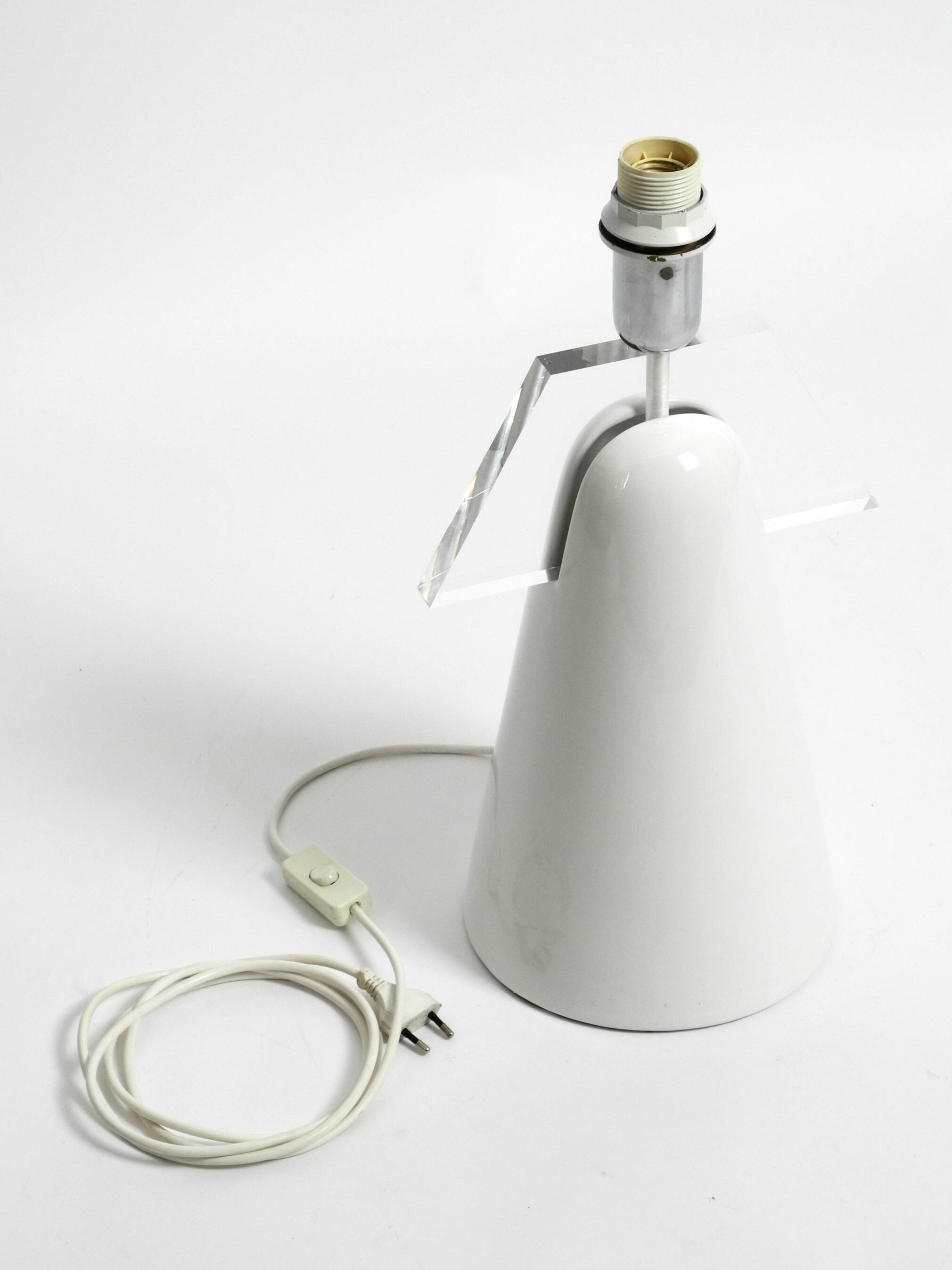 Stunning Italian 1970s ceramic plexiglass table lamp without a shade