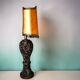 Large Carved Wood Half Shade Table Lamp