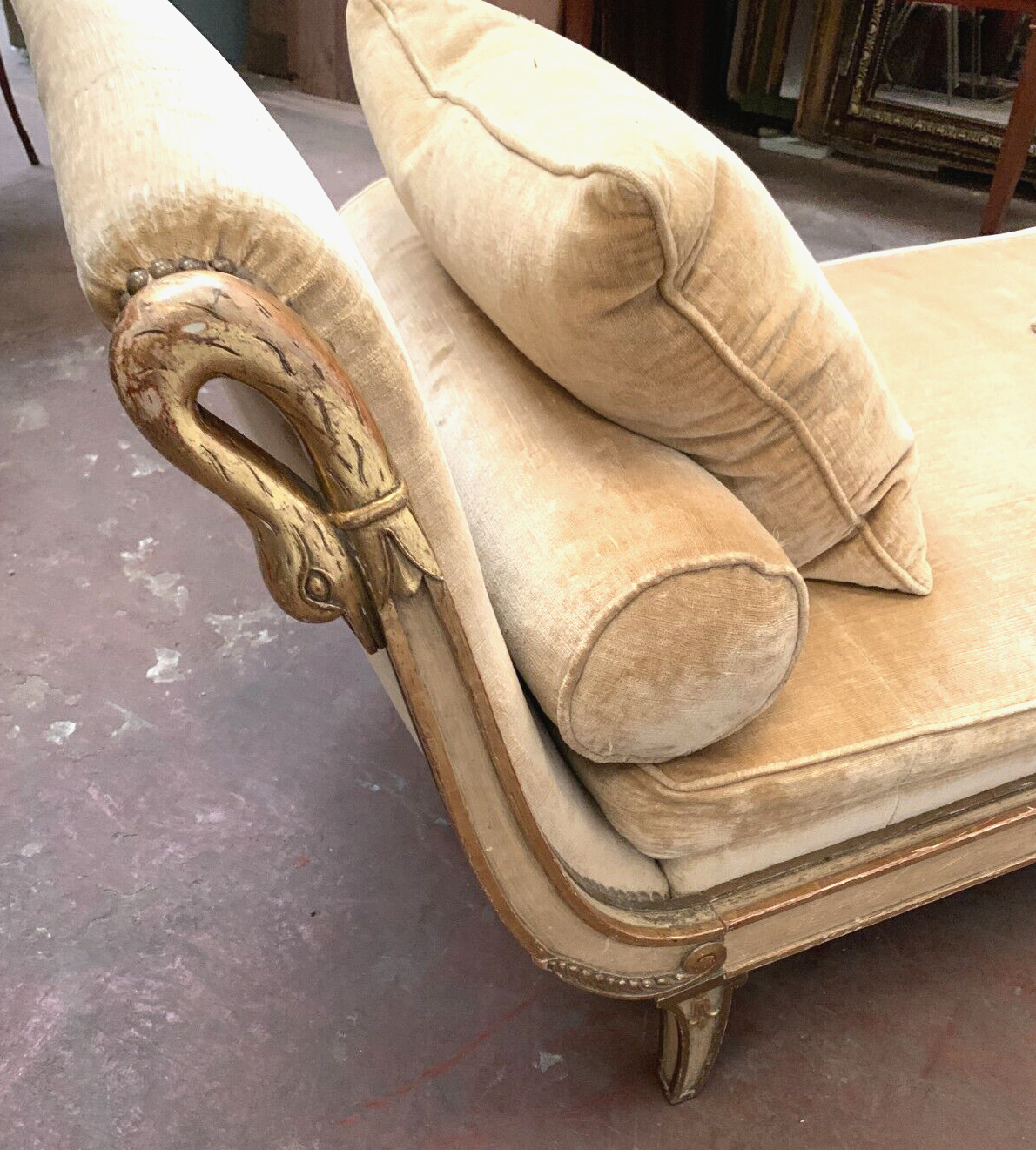 Empire style daybed in patinated and gilded wood XX century