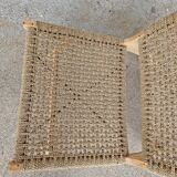Paire de chauffeuses bois massif et cordage tressé