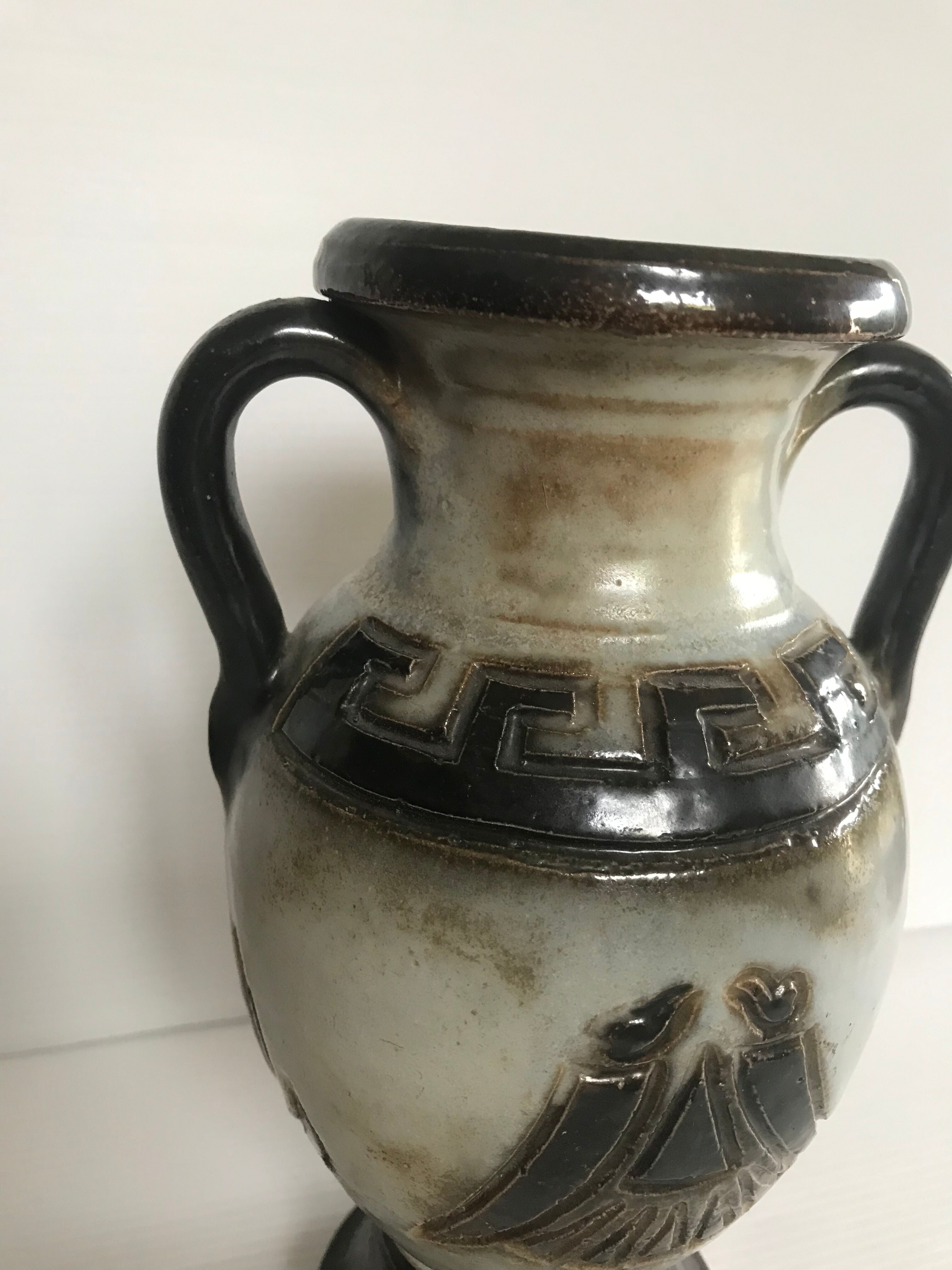Amphora vase in sandstone signed Guérin