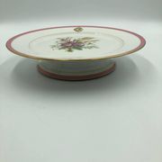 Old cake dish, fruit bowl, porcelain compote bowl decorated with flowers and ears of corn. A. Collin Paris